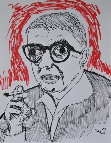 Portret van Sartre door Frank de Zanger